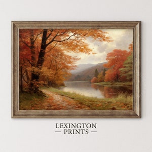 Vintage Fall Landscape Painting Fall Wall Art Fall Oil Painting Fall Print Autumn Decor Forest Fall Decor Moody Wall Art Digital Print 327