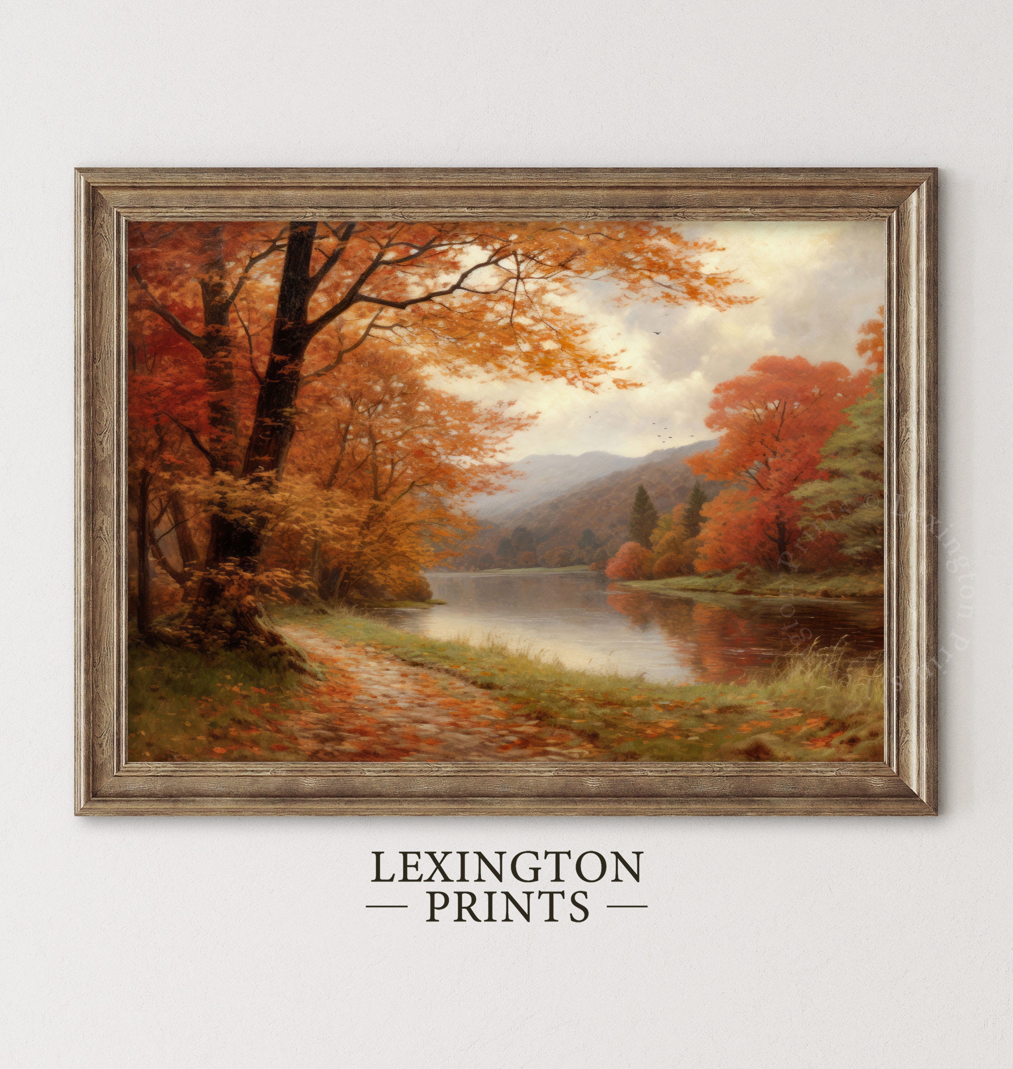 Vintage Fall Landscape Painting Fall Wall Art Fall Oil Painting Fall Print Autumn Decor Forest Fall Decor Moody Wall Art Digital Print 327