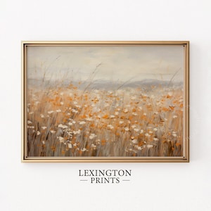 Herbst Wildblumen Feld Landschaft, druckbare Herbst Wandkunst, Wildblumen Druck orange Blumendruck, Vintage Herbst Dekor Herbst Wandkunst 771