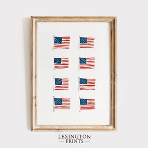 Printable American Flag Wall Art, Vintage 4th of July Print, Fourth of July Painting, Patriotic Americana Wall Decor Digital Download 1210