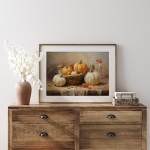 Rustic Fall Wall Decor Printable Pumpkin Still Life Painting Fall Art ...