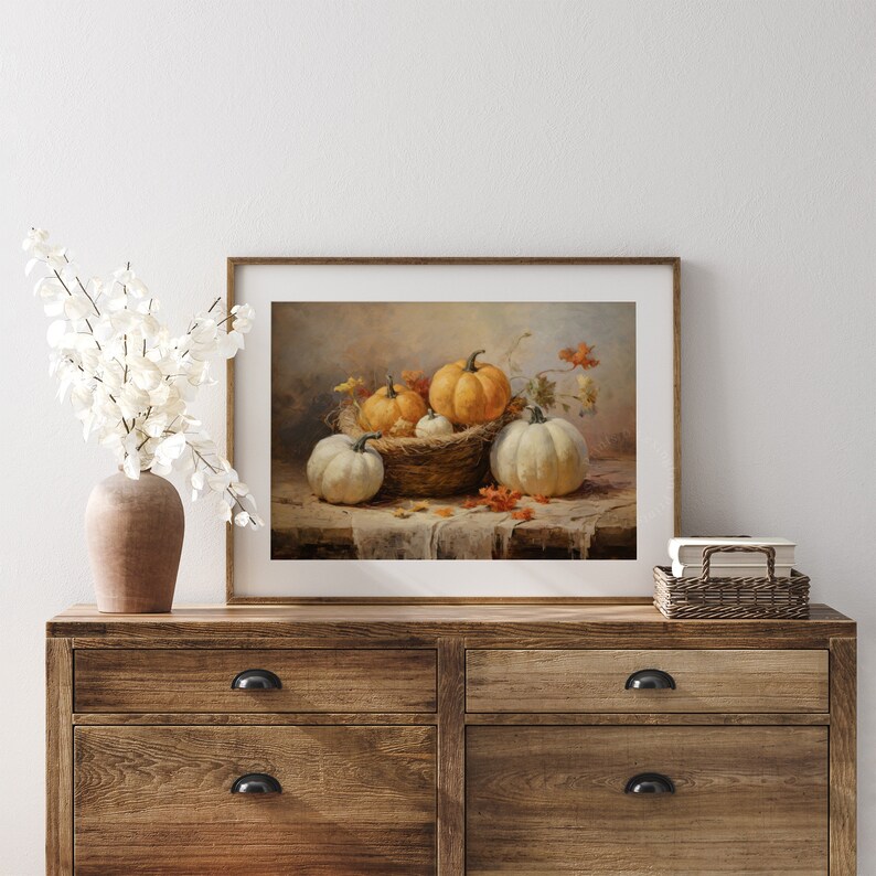 Rustic Fall Wall Decor Printable Pumpkin Still Life Painting Fall Art ...