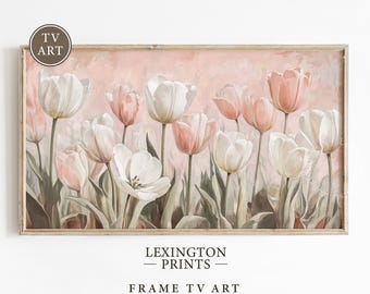 Tulip Flower TV Art Spring TV Art, Samsung Frame TV Art, Tulip Tv Art Pink Tv Art, Pastel Wall Art Spring Floral Art For Tv Digital Art 1076