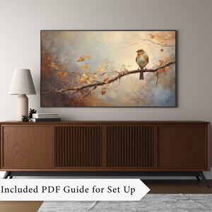 Bird Fall Decor Rustic Fall Frame TV Art Fall Bird Art Frame TV Art ...