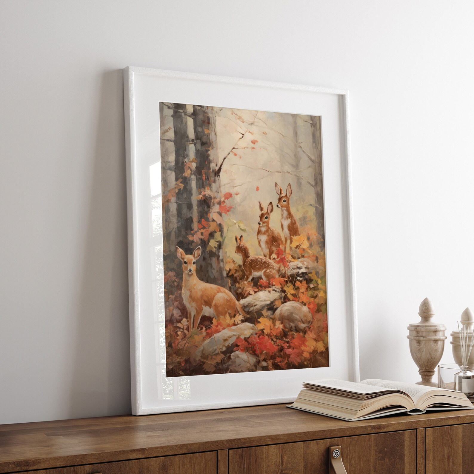 Rustic Fall Decor Wall Art Deer Painting Fall Printable Vintage Autumn ...