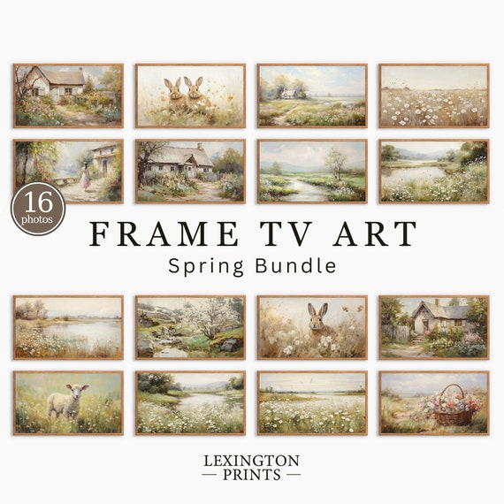 Frame TV Art Spring Bundle Set of 16, Spring TV Art Samsung Frame TV Art, Easter Tv Art Neutral, Spring Decor Vintage Wildflower Print 648