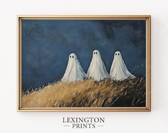 Halloween Geist Landschaft, Halloween druckbare Wandkunst, Trendiges Gespenst Poster Rustikaler Halloween Druck Herbst Dekor Niedliches Gespenst Poster 831
