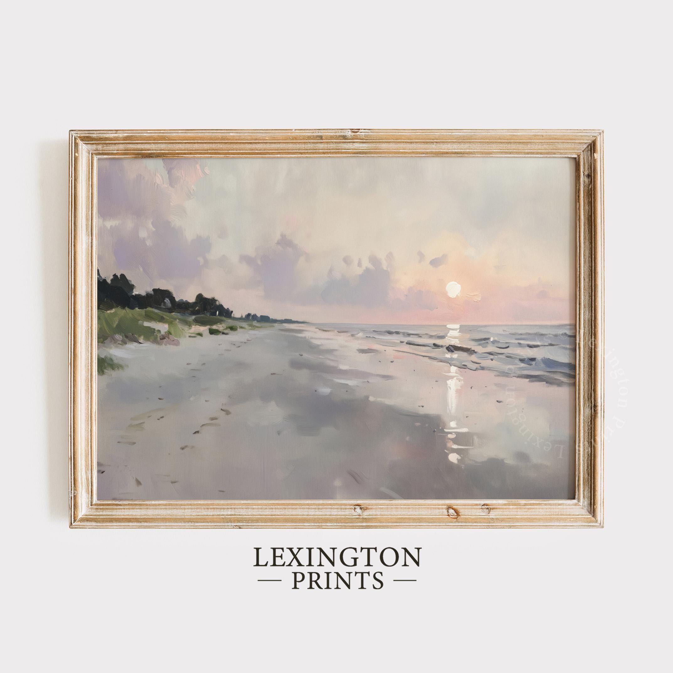 夕焼けの風景画 アートプリント ビーチの夕日プリント、夏の印刷可能なウォールアート、海岸沿いの