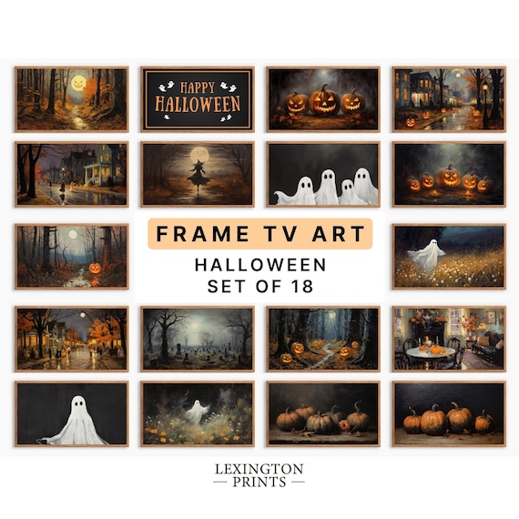 Halloween Frame TV Art Bundle Set of 18 | Jack o Lantern TV Art Halloween TV Art, Ghost Tv Art Fall Tv Art Holiday Decor Halloween Party 751