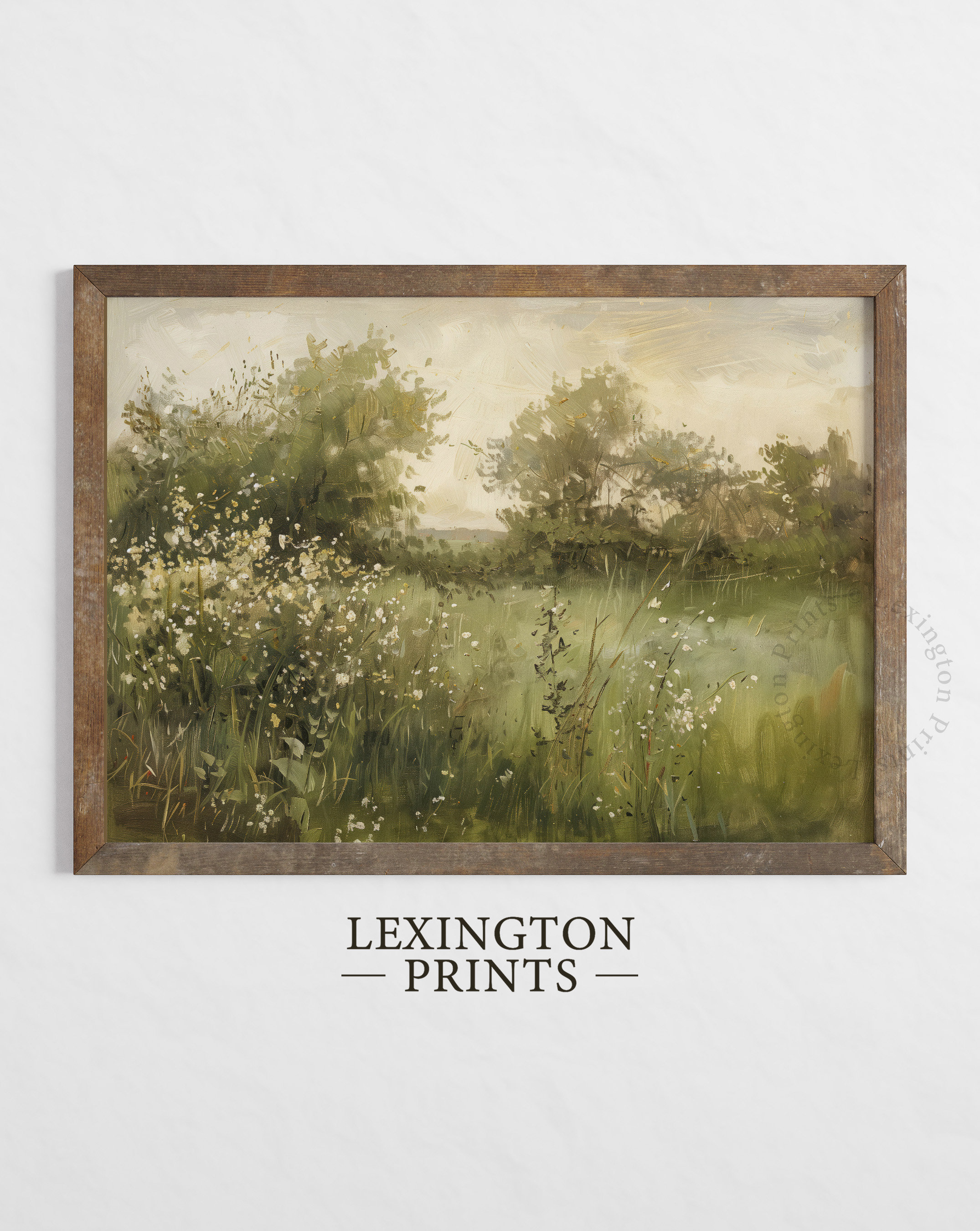 Rustic Wildflower Field Printable Landscape Painting, Neutral Wall Art ...