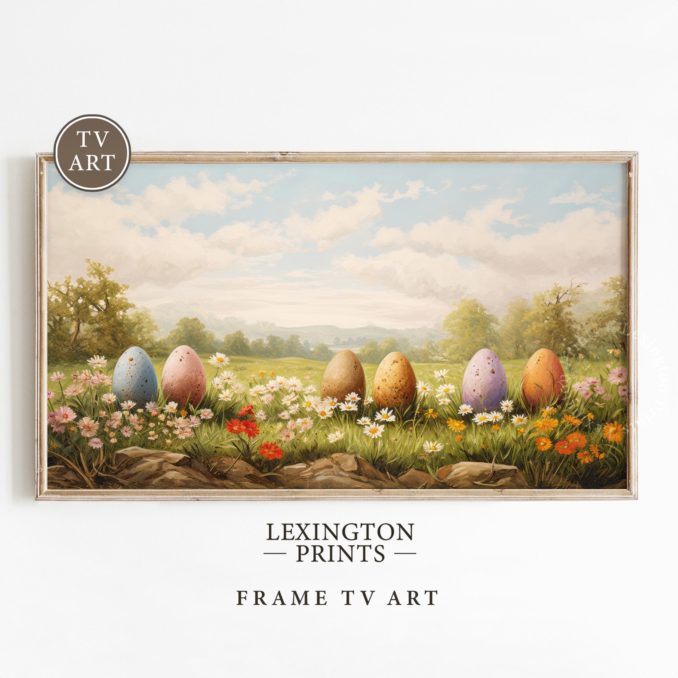 Easter Eggs Samsung Frame TV Art, Wildflower Field Easter TV Art Frame, Easter Decor Vintage Farmhouse TV Art, Spring Tv Art Easter Egg 523