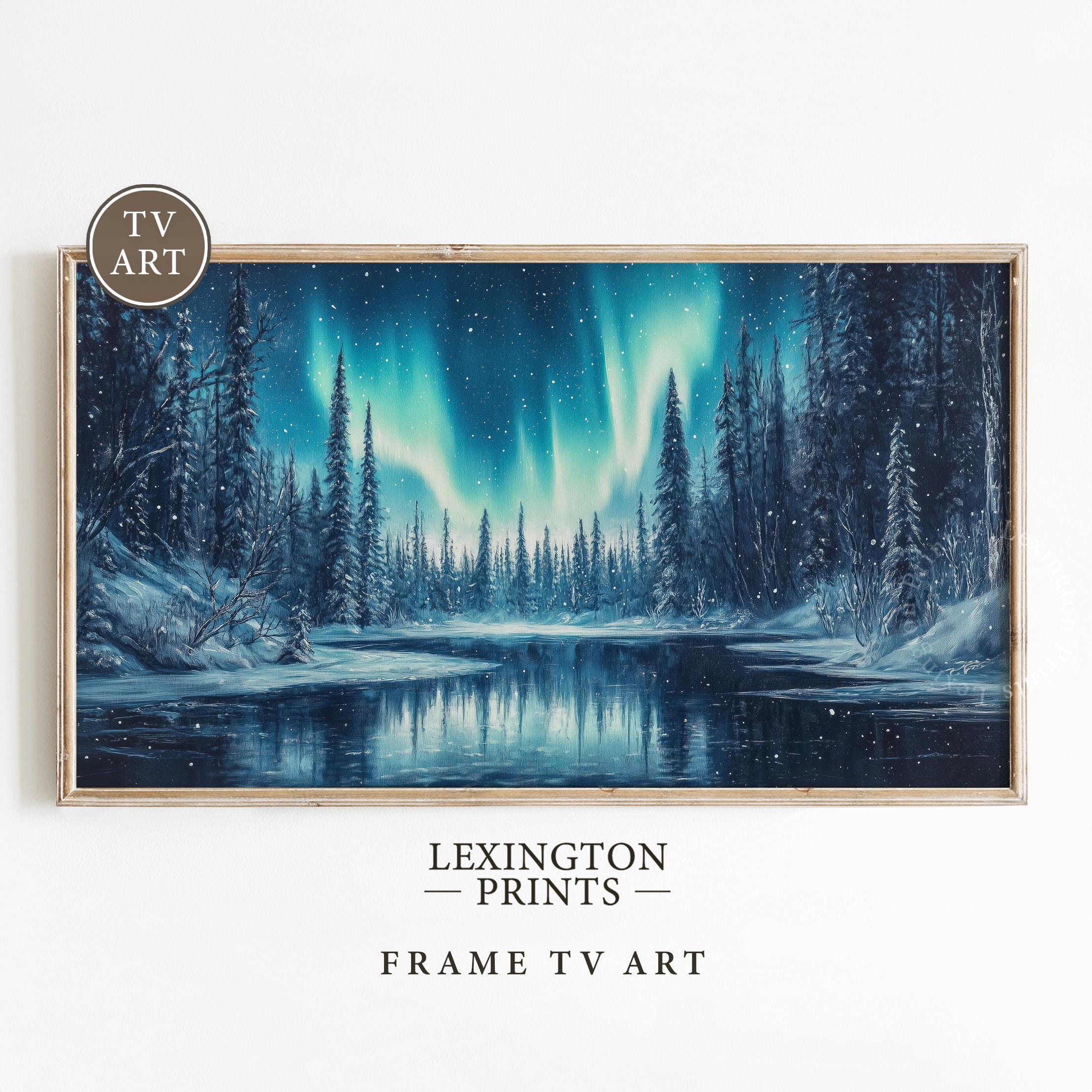 Aurora Borealis Winter Frame TV Art, Samsung Frame TV Art
