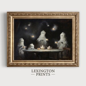 Vintage ghost painting oil painting art print displayed in an antique frame against a white background. The painting features intricate brushwork and colors. The shop name Lexington Prints is written out beneath the wall art frame.