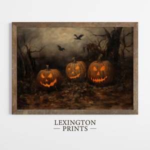 Vintage Halloween Decor Jack O Lantern Wall Art Pumpkin Painting Rustic Autumn Art Vintage Halloween Wall Art Jack O Lantern Spooky Art 125