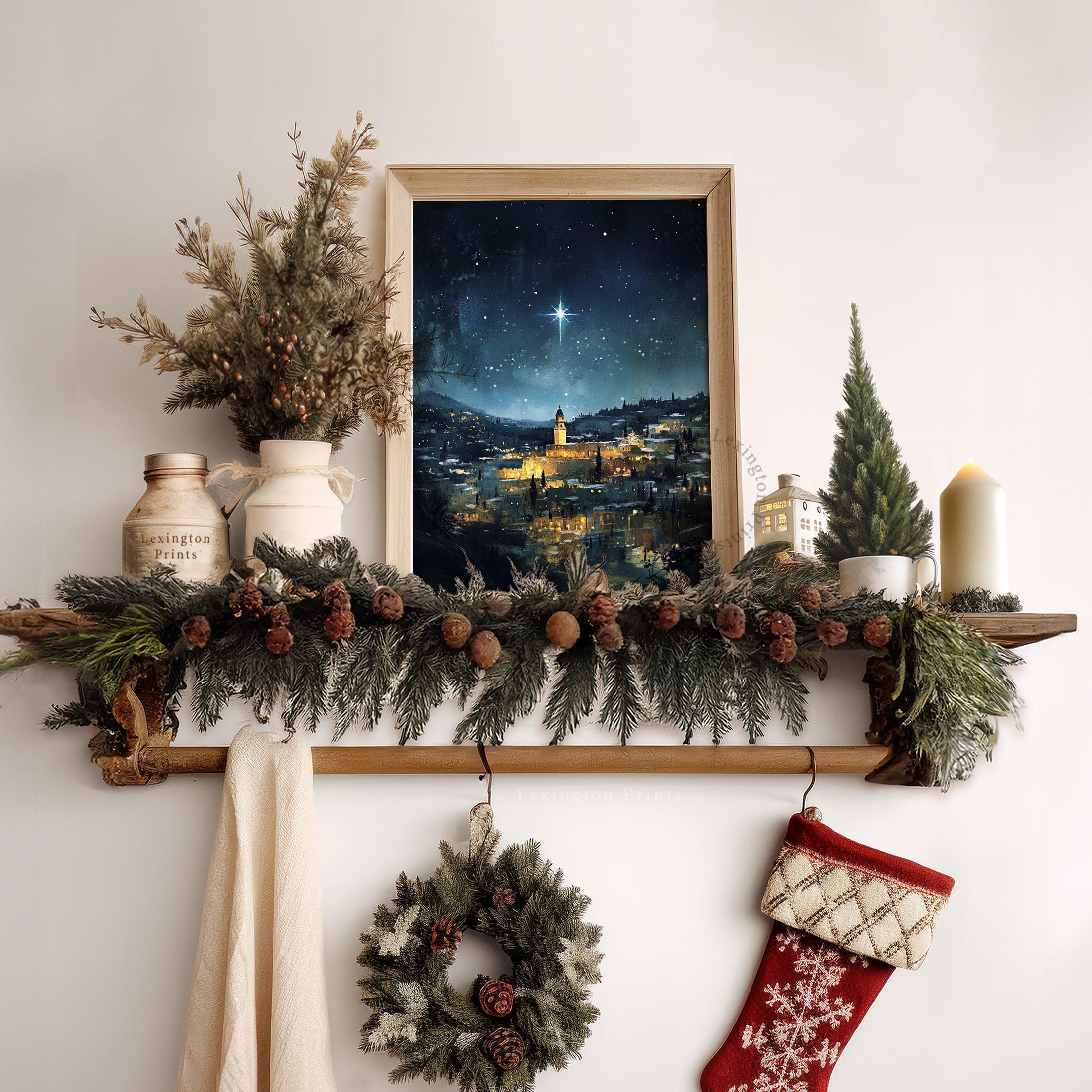 ベツレヘムのクリスマスの星キリスト教絵画、クリスマスの印刷可能な壁
