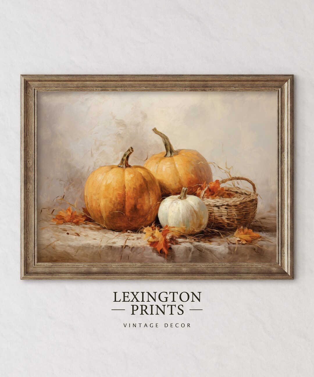 Fall Art Printable Pumpkin Still Life Oil Painting Rustic Fall Decor ...