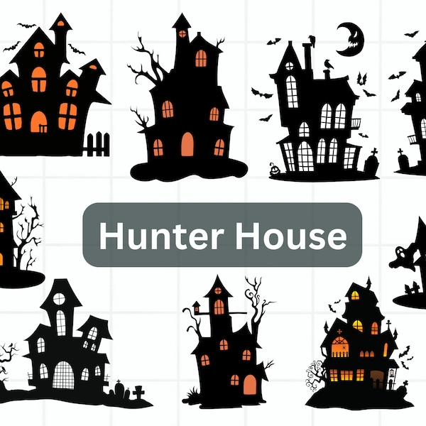 Haunted house svg, Haunted house clipart,  Haunted house silhouette,  Halloween Bundle Svg, Haunted House Svg Bundle ,Spooky house svg,