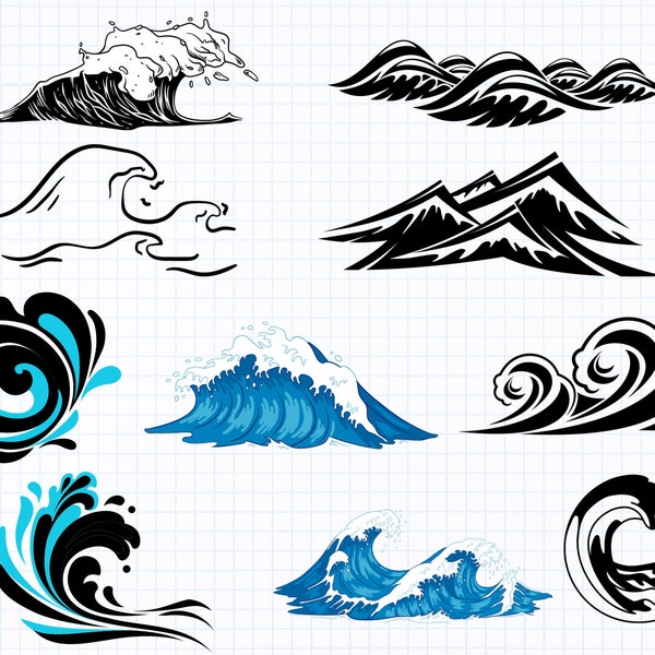 WAVE SVG, Wave Svg Cut Files For Cricut, Beach Svg, Wave Cricut svg, Wave Clipart, Water svg, Waves Silhouette, Wave Icons