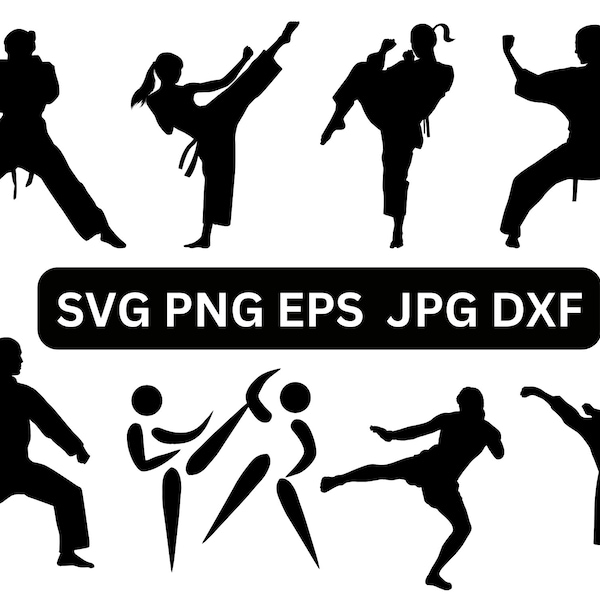 Karate svg, Taekwondo svg, martial arts svg, karate girl silhouette png, Karate svg bundle, Cricut files, Silhouette files, karate clipart