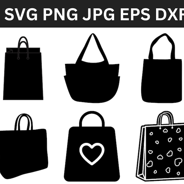 Shopping bag svg, Shopping bag clip art, Paper Bag Silhouette, Paper Bag SVG Cut File,  Gift Bag Svg, Cricut Cut Files, Sihouette Cut Files