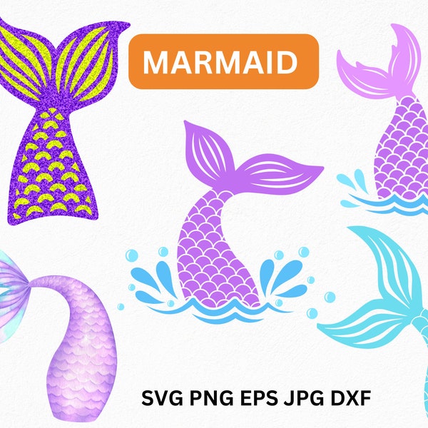 Mermaid Clipart SVG Bundle, Mermaid Tail Monogram Svg,  cute mermaid, Sea Beach svg, Mermaid Birthday Svg,  Mermaid Tail Vector