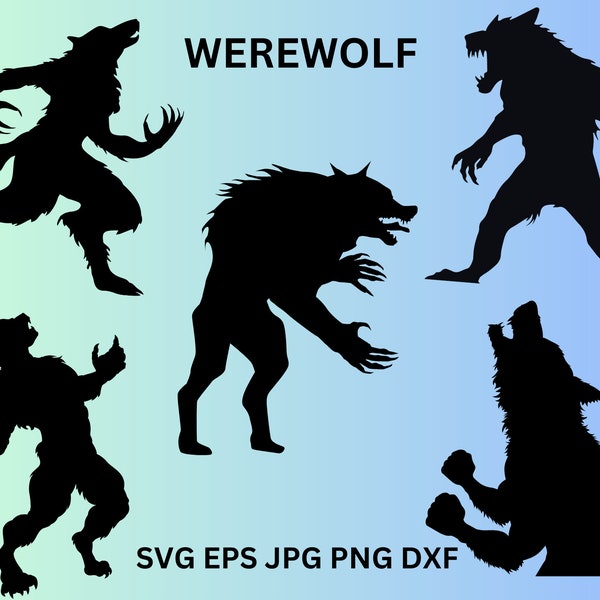 Werewolf Silhouette SVG,  Wolf svg, Wolfman svg,  Horror SVG, Werewolf Clipart,  Cut Files For Silhouette, Horror Monster Shirt