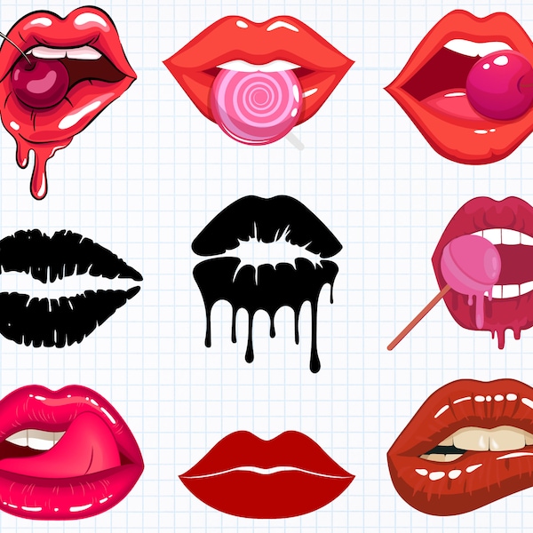 LIPS SVG BUNDLE, Kiss bundle,  Love Svg,  Lipstick svg,  Lips Clipart,  Red Lips Svg,  American lips svg, Kiss design, Cricut and silhouette