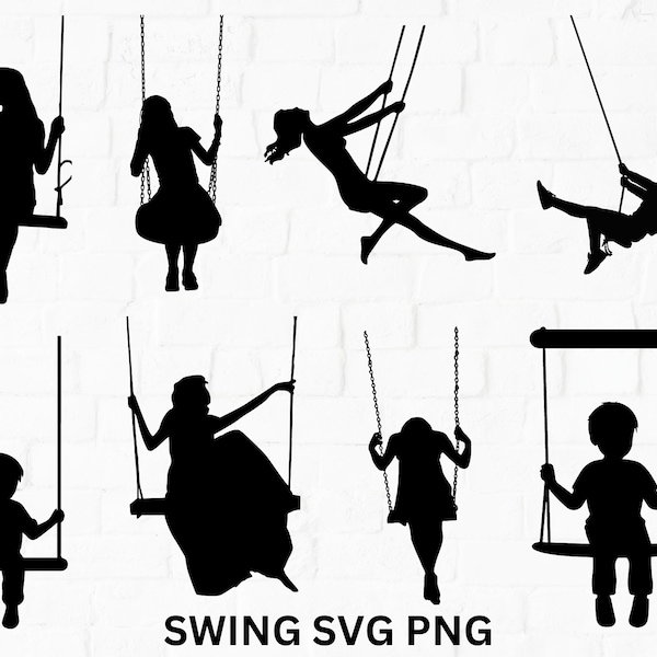 Swing Svg, Svg Files for Cricut, Child Silhouette, Playground Svg, Kids Clipart, Play Clipart, Children Playing, Swing Stand SVG, Swing PNG