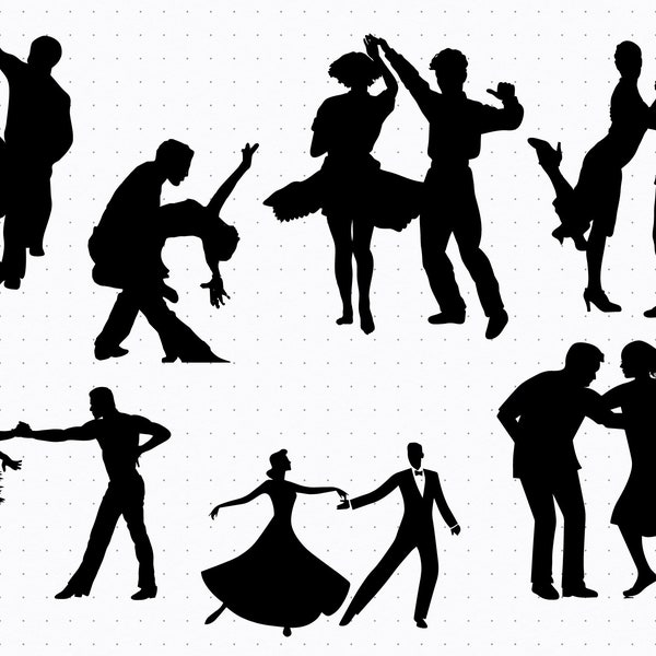 Dancing Silhouette Bundle Svg, Bride and Groom Vector Bundle Clipart, , Couple Dancing Svg, Couple Svg, Disco Dancing svg, Couple SVG Bundle