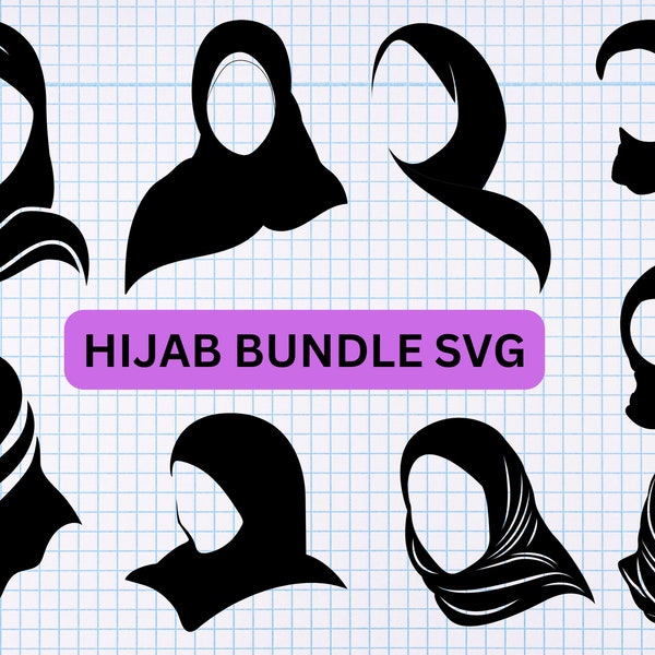 Hijab Bundle SVG, Islamic SVG,  Hijab Clipart, Muslim Svg, Scarf SVG, Hijab Cut Files For Silhouette, Beautiful Girl with Hijab png