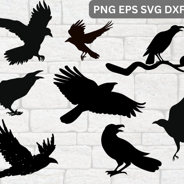 CROW SVG, Crow Svg Files for circut , Crow Bird SVG Files Bundle, Crow Clipart, Hand Drawn Raven Png, Crow Cricut