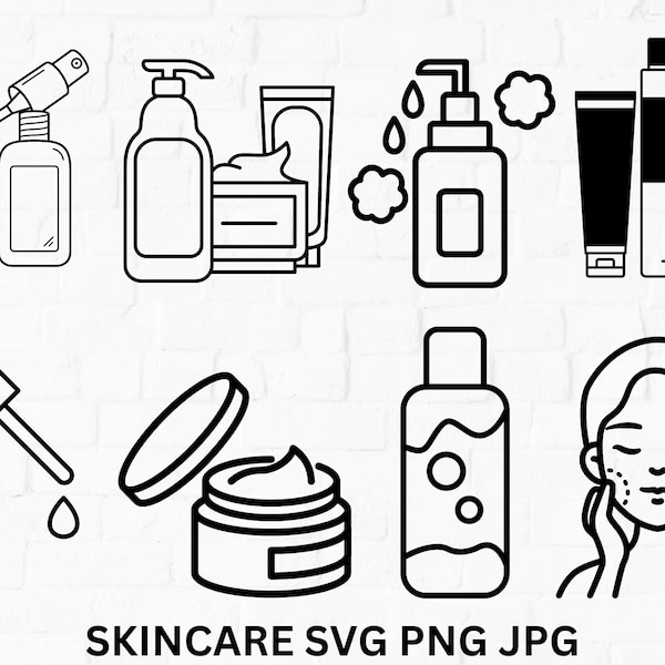 Self Care SVG Bundle - Skin Care SVG, Self Love Graphic, Spa Graphic, Self Love PNG, cream png, face roller, cosmetics clip art