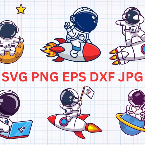 Astronaut Svg Png Bundle, Astronaut clipart,  Astronaut kid svg, Astronaut with rocket svg, Universe Svg, Spaceman svg