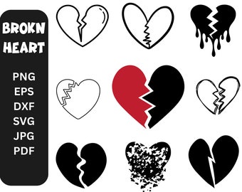 Broken Heart - Instant Digital Download ,  Love Heart Cut Files , Broken heart svg