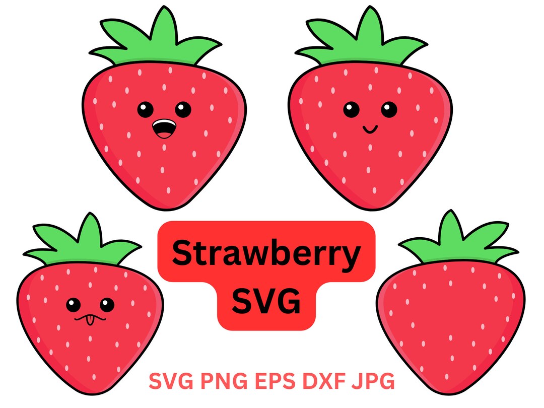Strawberry SVG, Strawberry Clipart, Fruits SVG, Cut Files Silhouette