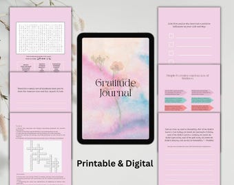 Gratitude Journal Templates Word Puzzle Love Self Esteem Self Love Planner Confidence Wellness Workbook Worksheets Life Gratefulness Weekly