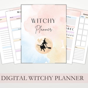 Witchy planner, Witch planner, Witchy digital planner, Witch journal, Tarot journal, Printable planner, Astrology planner, Grimoire journal