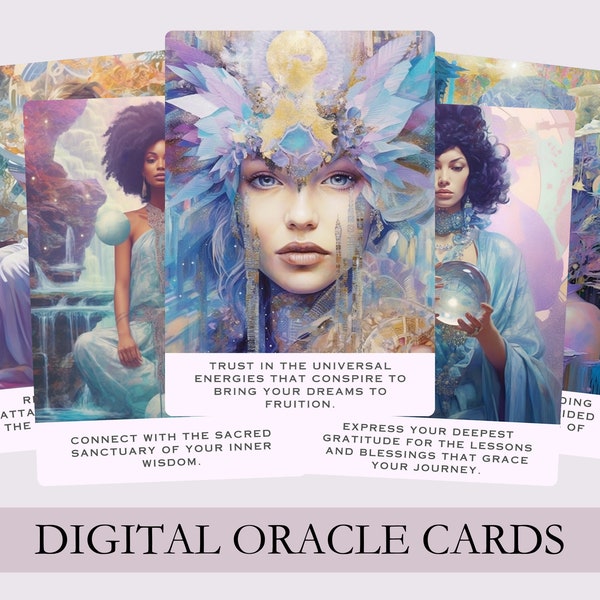 Cartes Oracle imprimables - Cartes Oracle Crystal - Féminin - Cartes Oracle numériques - Deck Oracle numérique - Cartes spirituelles - Téléchargement numérique