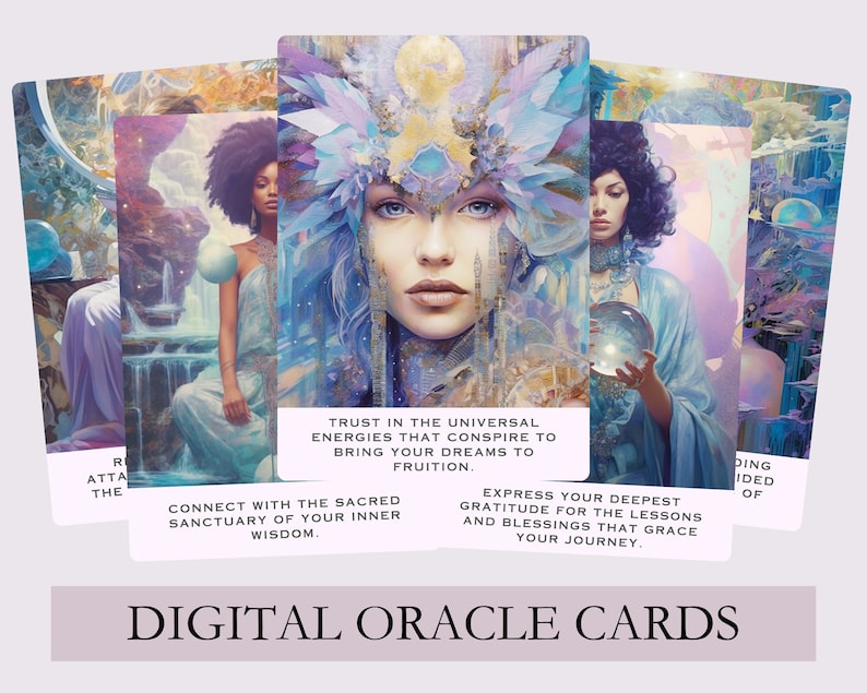 Printable Oracle Cards Crystal Oracle Cards Feminine Digital Oracle Cards Digital Oracle Deck ...