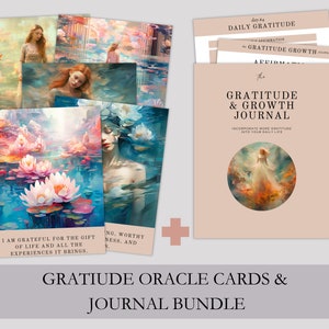 Afdrukbare dankbaarheidsorakelkaarten - dankbaarheidsdagboek - bundel - bevestigingsorakelkaarten - bevestigingsdeck - spiritueel - digitale download