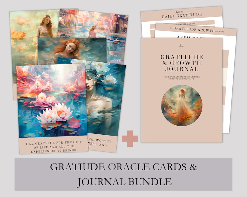 Printable Gratitude Oracle Cards Gratitude Journal Bundle Affirmation