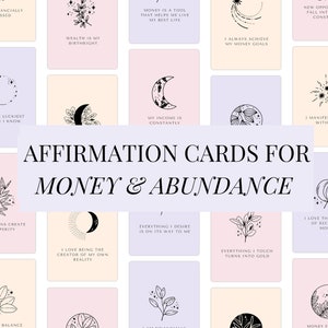 Druckbare Fülle Orakel Karten - Affirmationskarten - Affirmation Orakel Karten - Affirmation Deck - Geld Affirmationen - Digital Download.