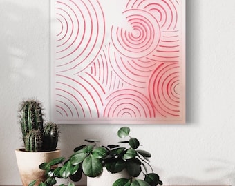 CIRCLES - Original work - Abstract painting in 3D pink and red