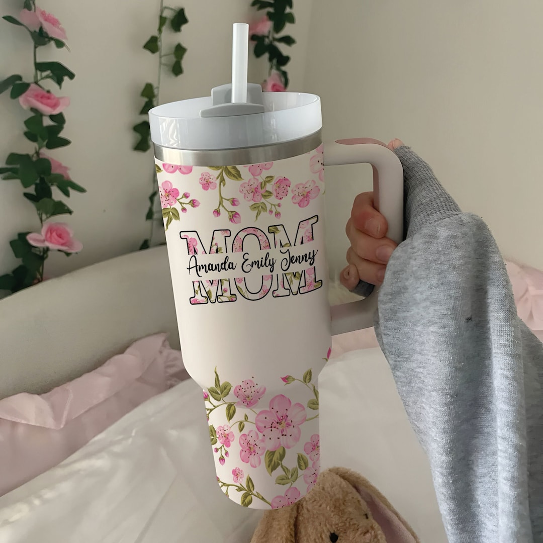 Personalized Mom Tumbler 40oz, Mom Tumbler With Kid Names, Tumbler With ...