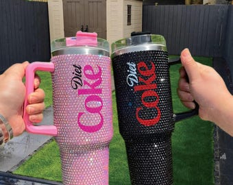 Gobelet à coke light avec strass 40 oz, gobelet à coke light bling-bling, gobelet à coca light à clous, gobelet rigolo pour boisson gazeuse light