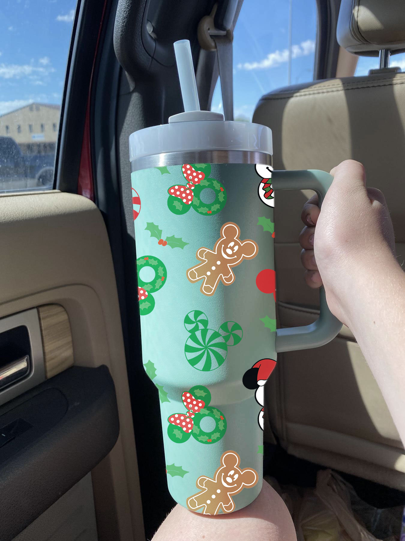 Christmas Mouse and Friends 40oz Tumbler, Gingerbread Christmas Tumbler, Christmas Family Trip Tumbler, Stainless Steel Tumbler with Straw