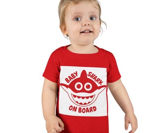 Camiseta para niños pequeños con logo de tiburón bebé rojo