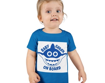 Camiseta para niños pequeños con logo de tiburón bebé azul
