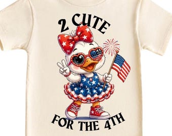 Camiseta del 4 de julio para niñas, conjunto del 4 de julio para niños pequeños, camiseta patriótica para niños, linda camiseta de pato de EE. UU.
