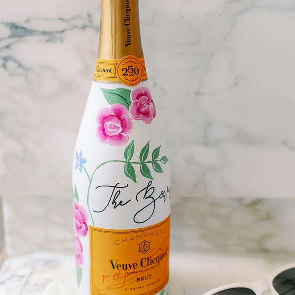 Painted Champagne Bottle - Custom Classic - Wedding